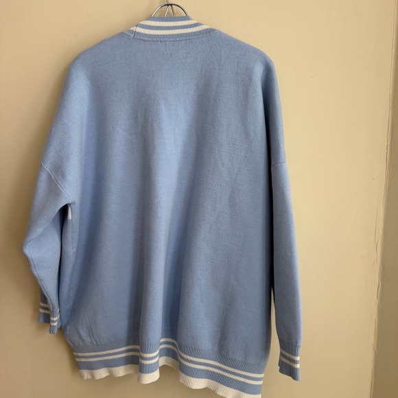 Sandro Paris Opera ‘LOVE’ Varsity Light Blue Cardigan Sweater - Picture 8 of 16